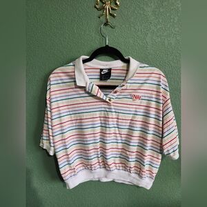 Nike Women's Cotton Striped Cropped Polo